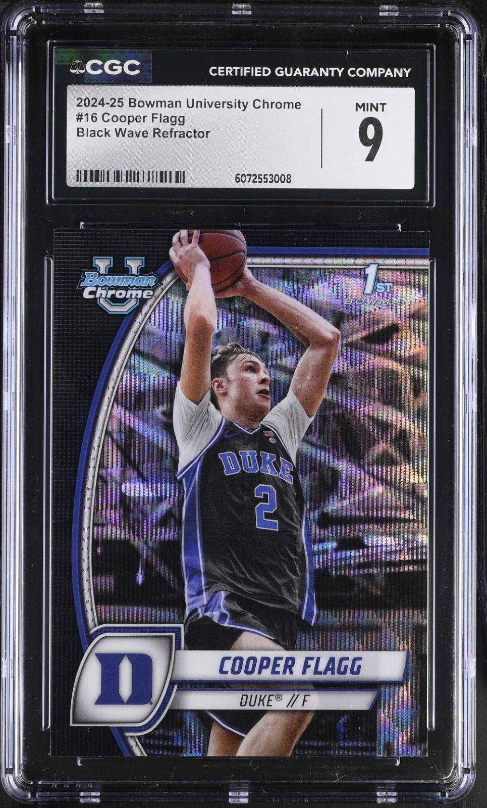 2024-25 Bowman University Chrome - Cooper Flagg #16 Black Wave Refractor (RC)