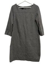 Talbots Dress Womens 14P Gray Knit Sheath 3/4 Sleeve Square Neck Work Office