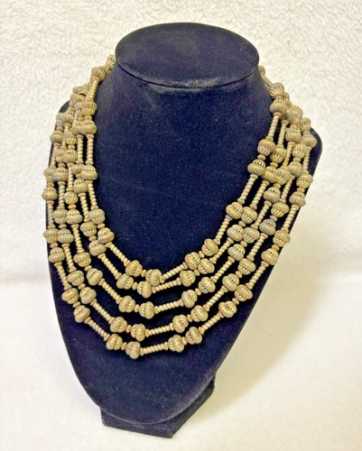Vintage Classic Early, Miriam Haskell, all Brass, 5 Strand Heavy ,SIGNED,