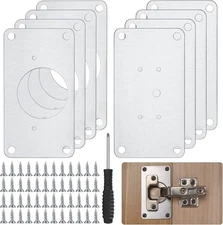 8 Pcs Cabinet Hinges Repair Plates, Cabinet Doors Hinge Repair Kit Stainless Ste