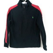 Polo Ralph Lauren Boys Size 6 Quarter Zip Pullover Black Cotton Long Sleeve