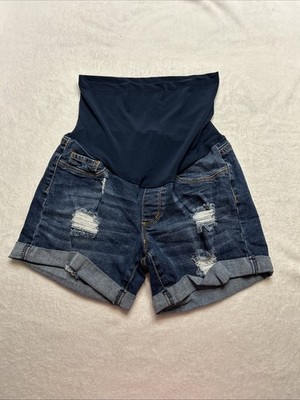 SONG Maternity Jean Shorts Size M Blue Denim Cuffed