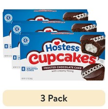 3 pack Cupcakes, Chocolate Snack Cakes, 12.7 oz Box 8 Count