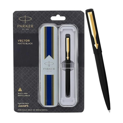 #ad 1 PC#x27;s Parker Vector Matte Black GT ball Pen BLUE INK FREE SHIPPING $23.27