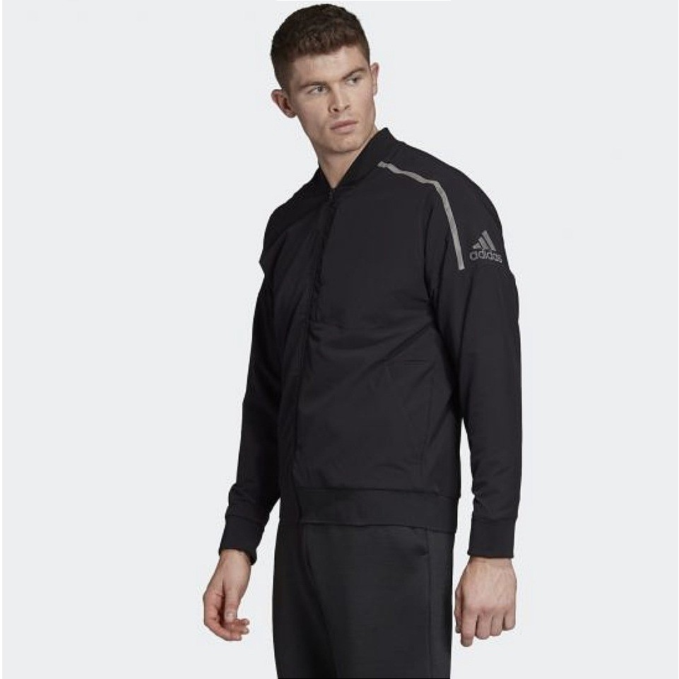 adidas ZNE Bomber Jacket Mens Medium Black Performance Tech Water Repellant thumbnail 5