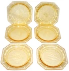 6 Anchor Hocking Depression Glass Princess Apricot Yellow Salad Plates 8 3/8"