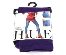 HUE The Original Jeans Solid Color Leggings Aubergine Purple Size Small