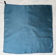 Slate Steel Blue Silk Pocket Square Hand Rolled Hem 16.5" x 16.5"
