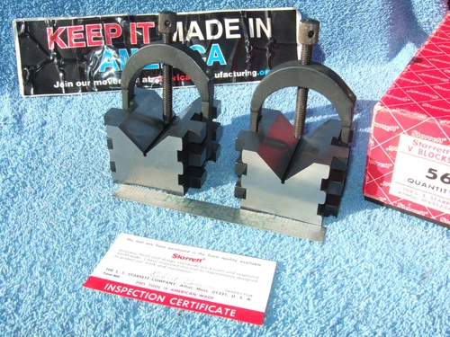 STARRETT 568 V BLOCKS N BOX W/CLAMPS NOS TOOLMAKER MACHINIST CLEAN VINTAGE 6390