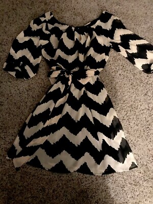 Lily Rose Black Tan Chevron Dress XS 