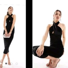 NWT BCBG MAXAZRIA MAREN VELVET  CUTOUT PENCIL MIDI DRESS SZ L