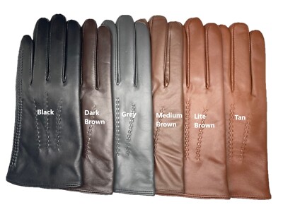 Men's SHEEPSKIN leather Braided winter gloves w/ Cashmere lining (#101)