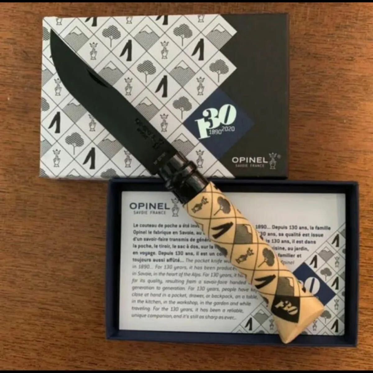 Opinel 130th Anniversary Black Blade Knife (Opinel #8) limited