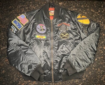 Vintage Harley Davidson Men's/XL/Military/90's Bomber Jacket