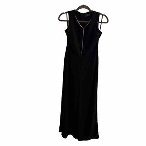 MISGUIDED Black Low-cut Sleeveless Jumper Size 6 Removable Necklace Flair Leg