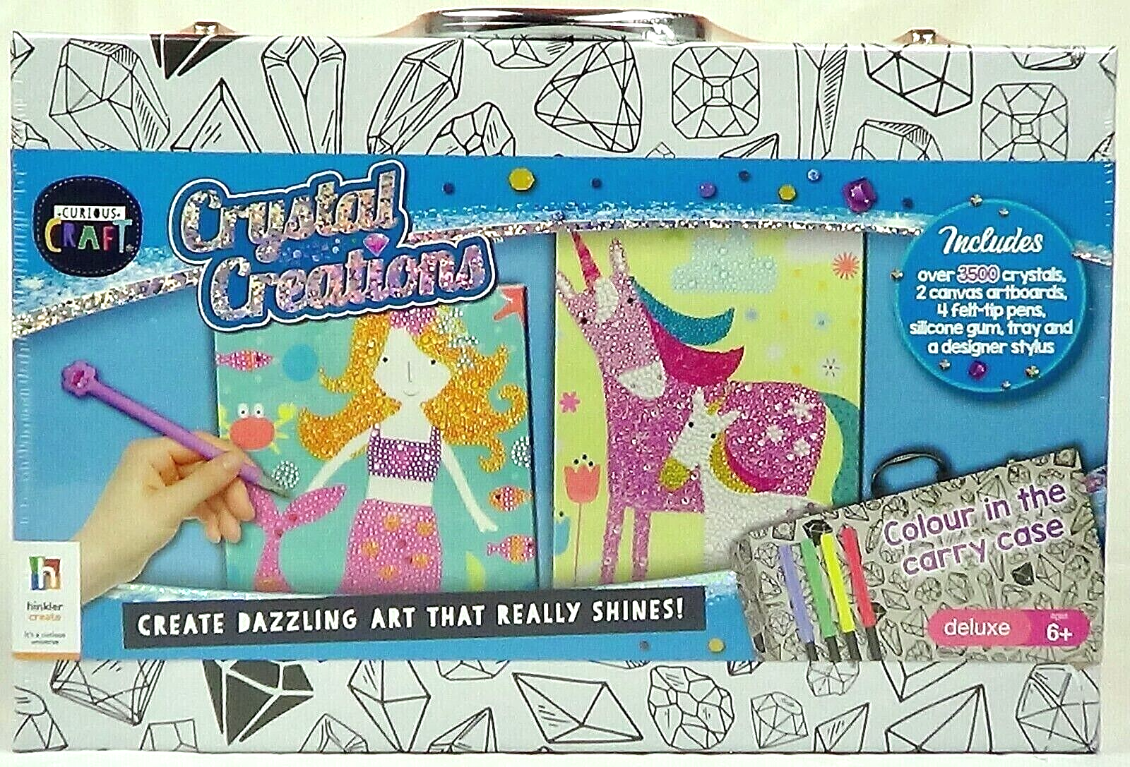Crystal Creations Mermaid Unicorn Hinkler Carry Case, Childrens Kids Craft Gift