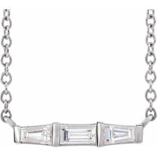 1/8 CTW Natural Diamond Bar 16" Necklace In 14K White Gold