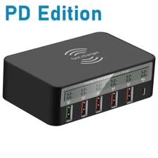 5 Ports Multi USB Fast Charger PD QC 3.0 Quick Charging Station Wireless Charger