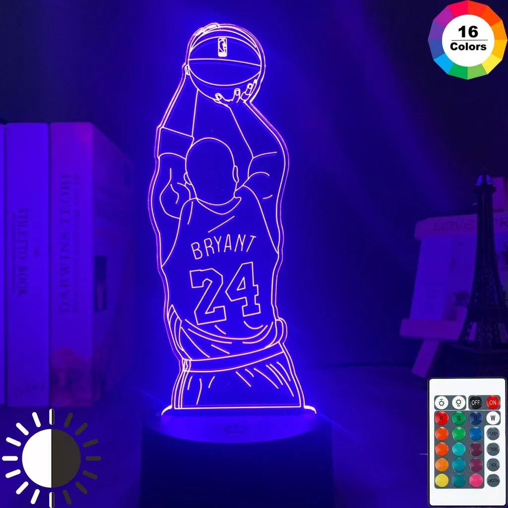 Acrylic Led Night Light Kobe Bryant Jump Shoot 3D Desk Lamp Bedroom Decor Gift