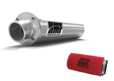 HMF Performance Brushed Slip On Exhaust + Uni Air Filter Muffler Warrior 350