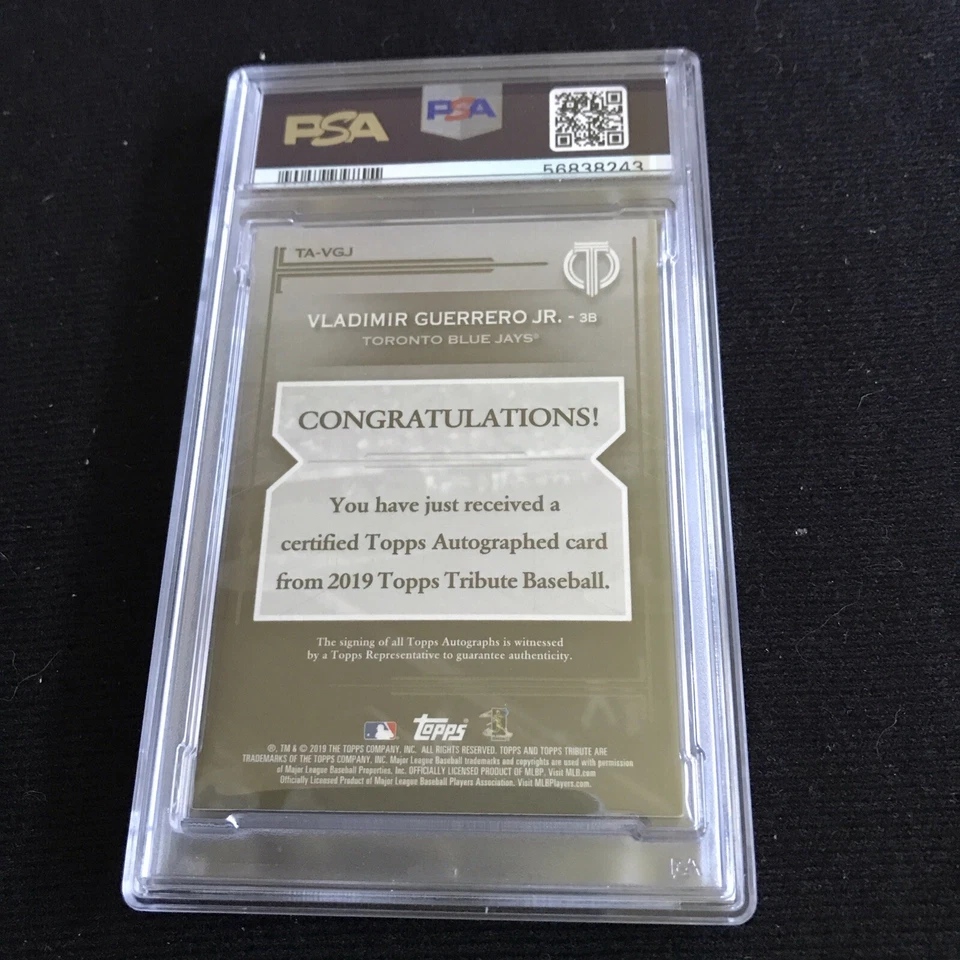 2019 Topps Tribute Vladimir Guerrero Jr. Blue RC Rookie Auto #066/150 PSA 8 - Image 2 of 2