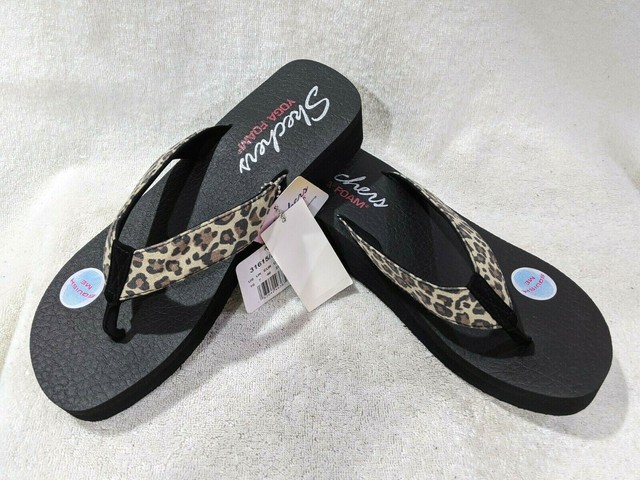 skechers leopard flip flops