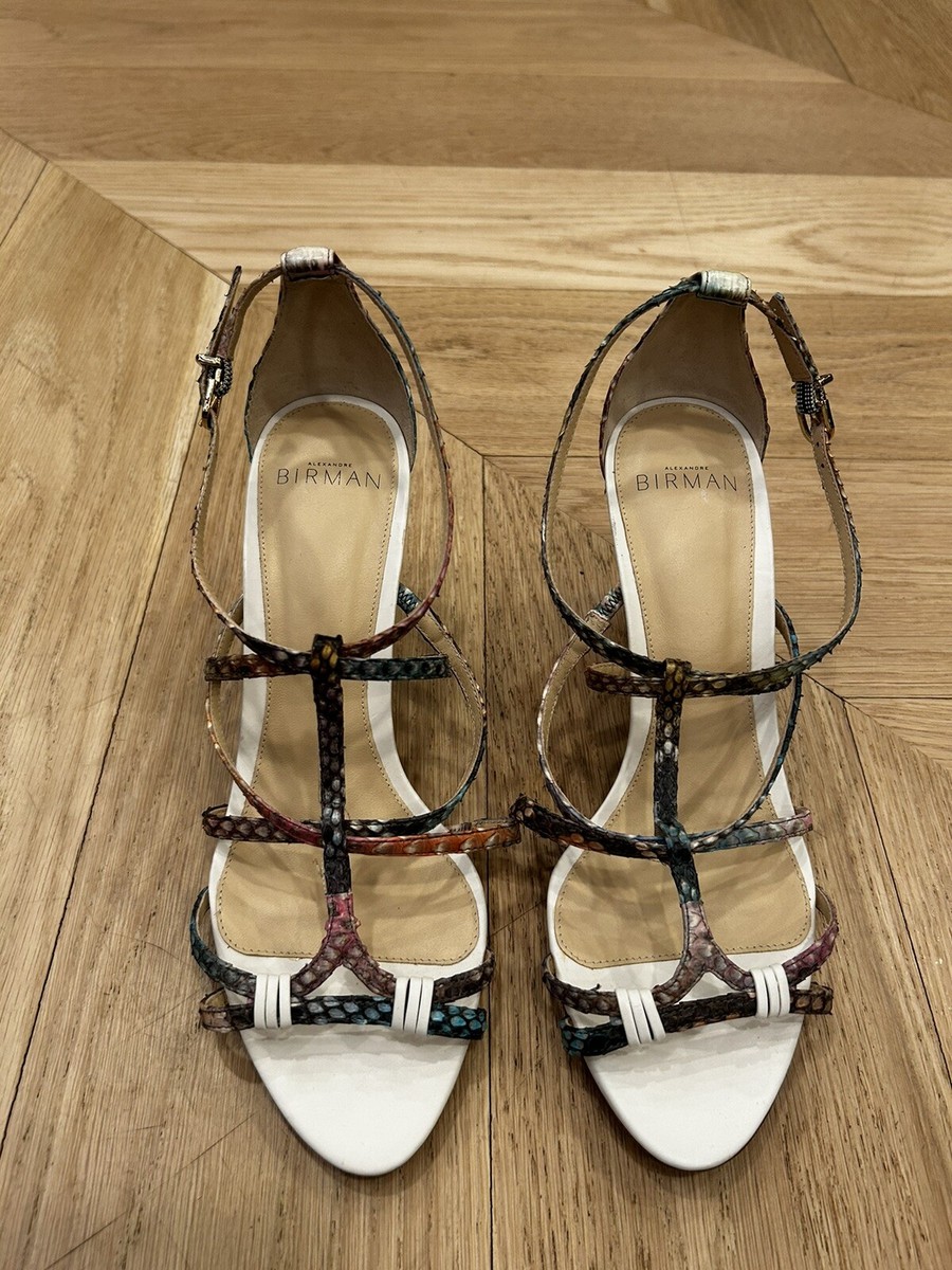 Alexandre Birman Clarita Multicolor Snakeskin Wedge Sandals Size 37