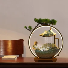 Indoor Fountain Electric Led Waterfall Fountain With Atomizer Desk Ornament