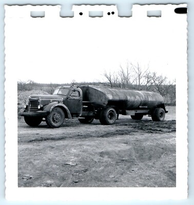 SNAPSHOT PHOTOGRAPH 1950s Meier Drilling Co Oil Rig Pipe #7 Oil Truck Tranker