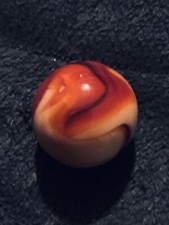 Vintage M.F. Christensen Red And Salmon Slag Shooter Marble 7/8