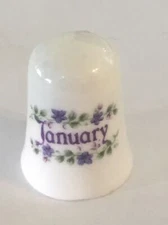 January Flower Flowers Thimble Vintage Souvenir Collectible