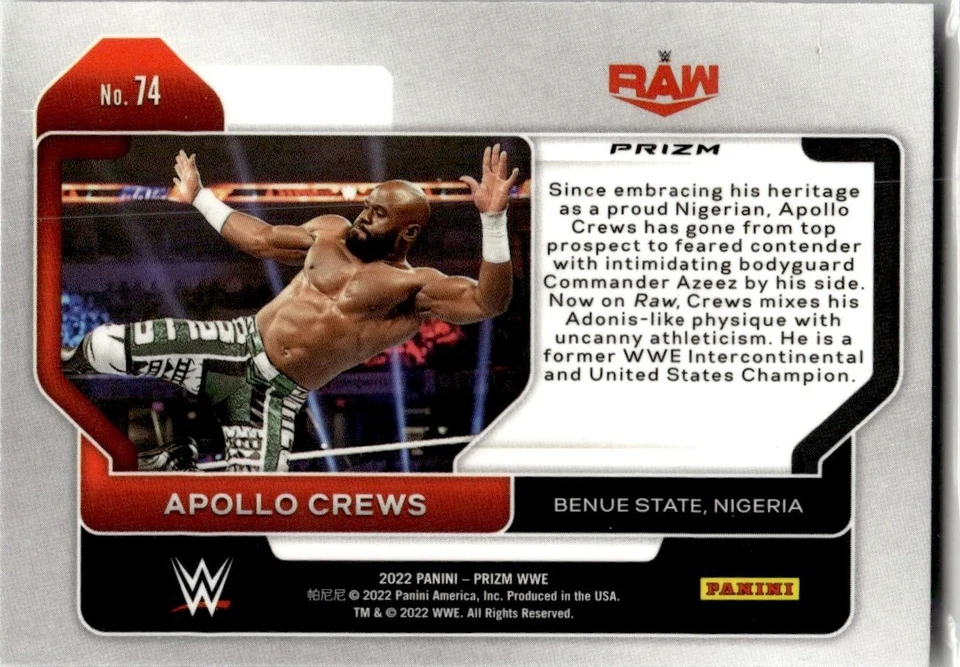 2022 Panini Prizm WWE Apollo Crews #74 - Image 2 of 2