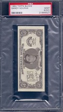 1962 Topps Baseball Bucks Sandy Koufax MINT PSA 9 OC Highest Graded 