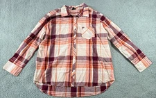 A New Approach A.N.A. Multicolor Women XL Plaid Cotton High Low Preppy Button Up