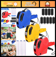 8-Digit Price Tag Gun Kit - 3 Pack with 12000 Labels  9 Ink Rollers for Retail