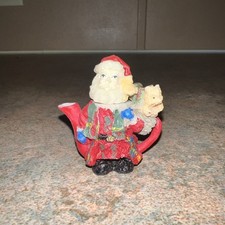 Vintage Miniature Resin Scottish Santa Tea Pot with Lid