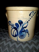  Antique Frank B Norton  Salt Glazed Stoneware 2 Gallon Crock Worcester W/flower