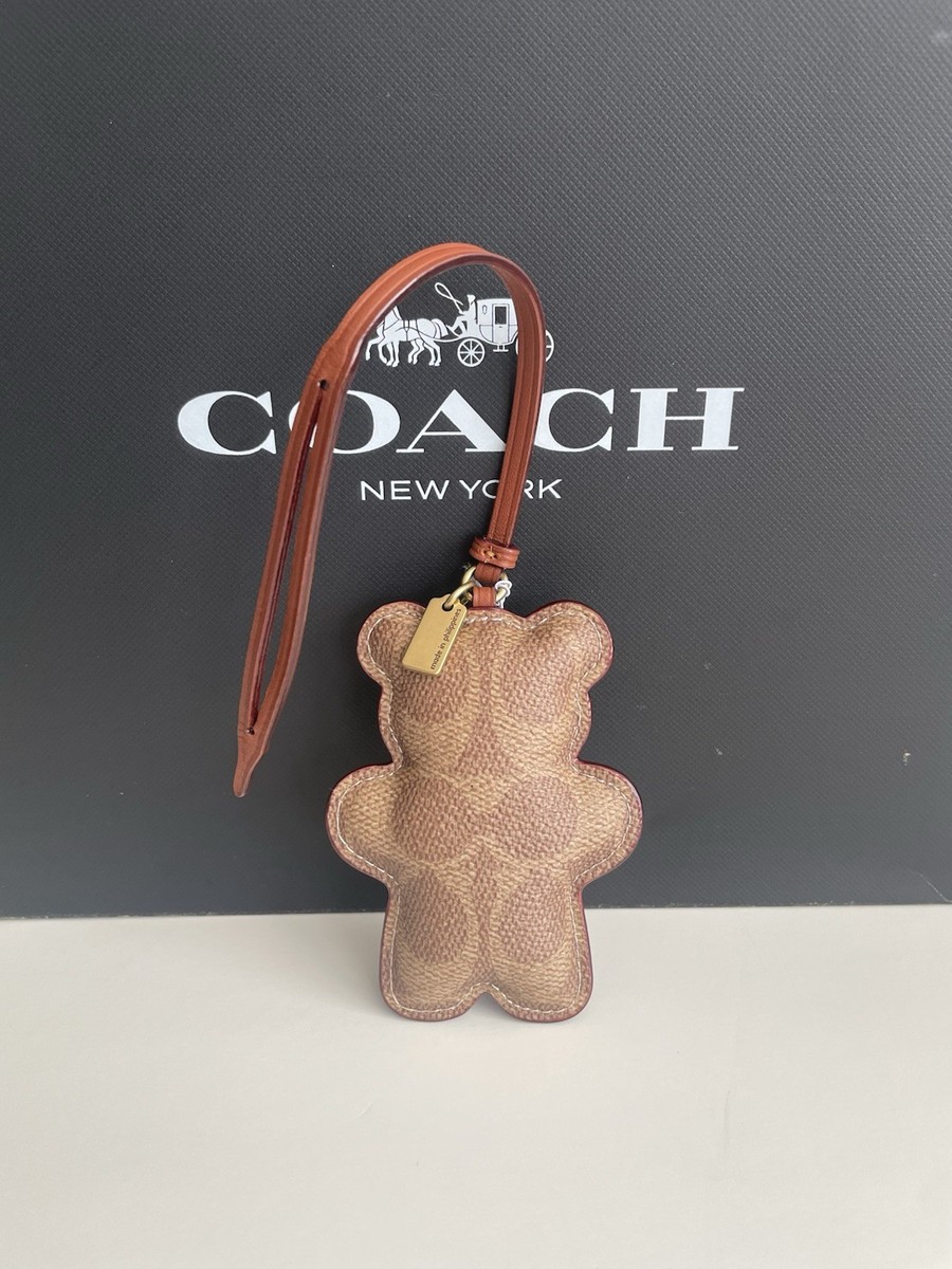 Coach Bear Puffy Bag Charm In Signature Canvas, Brass/Tan | eBay