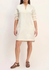 Everlane The Long Sleeve Cotton Utility Mini Dress Bone Size M retail $148
