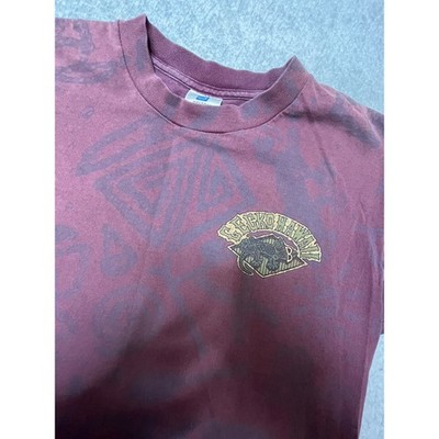 Vintage 90s Gecko Hawaii All Over tribal Print T-Shirt Belton USA Maroon Mens M