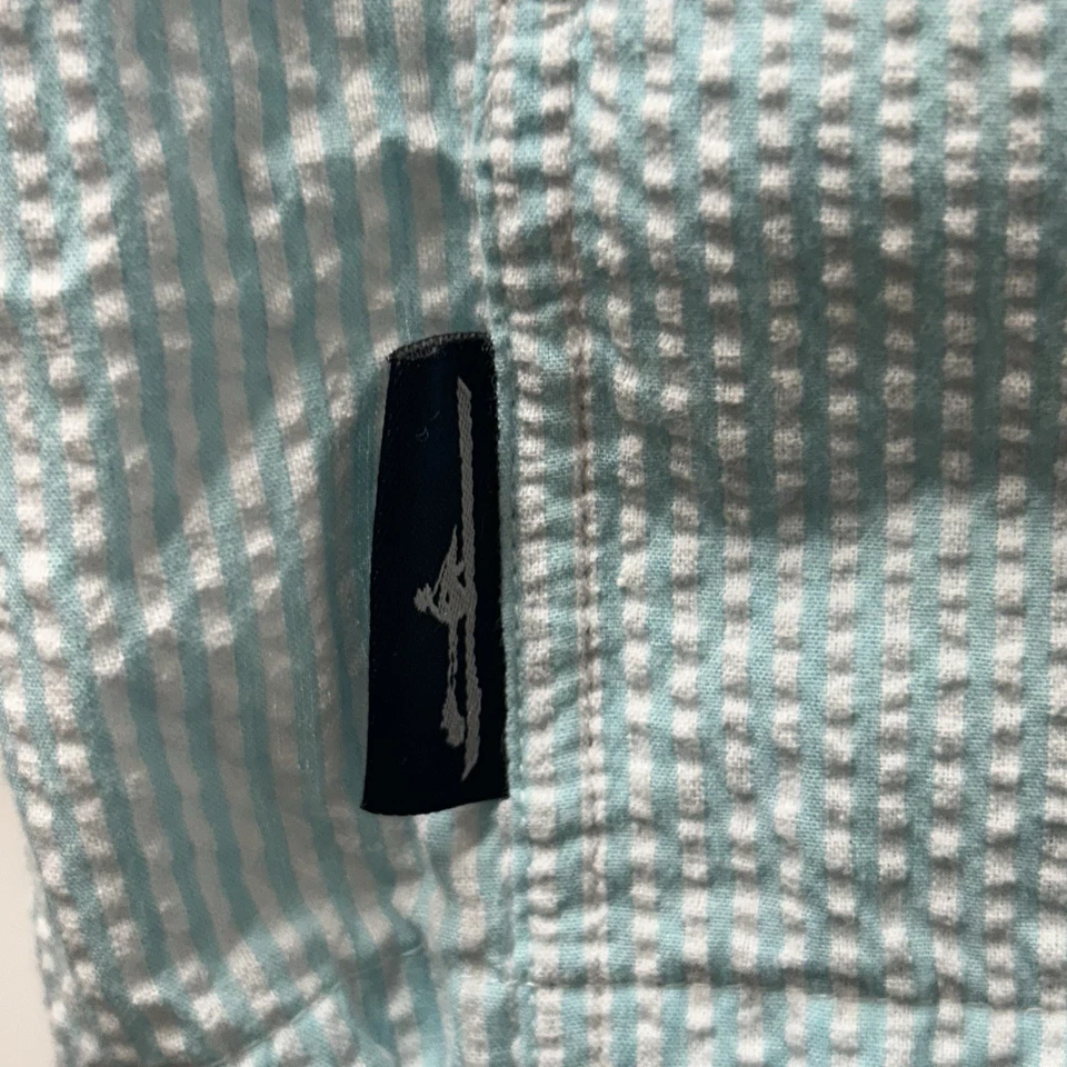 Charles River Women's XL Seersucker Pullover Hoodie Half Zip Aqua Blue Striped - Image 3 of 4