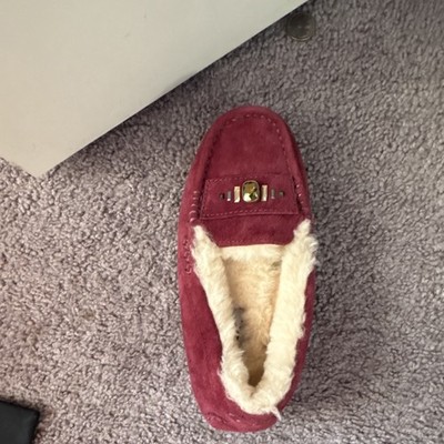 UGG Red Suede Shearling Lined Moccasin Women's Slippers US Size 5