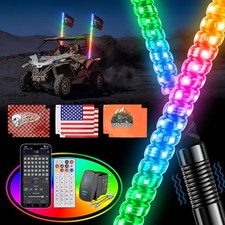 2PCS 3FT Whip Lights for UTV ATV with Spring Base, Tripled Brighter 3FT-2PCS