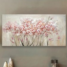 Pink  White Floral Canvas Wall Art Canvas Painting Abstract Flower Wall Decor