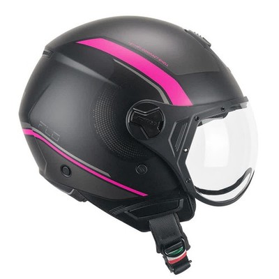CGM 167M FLO Jet Helm Dot Nero Fucsia Fluo Matt, Formvisier
