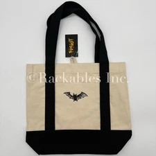 [01823814] Spirit Halloween Embroidered Pocketed Gothic Bat Mini Canvas Tote Bag