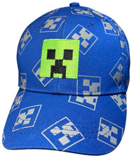 Minecraft Creeper Hat Cap Structured Snapback Blue Embroidered Lime Patch Youth