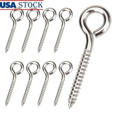 304 Stainless Steel Eye Screws 8pcs Heavy Duty Lifting Hooks Indoor Outdoor Use