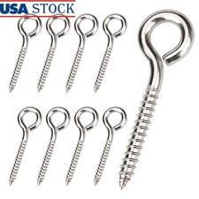 304 Stainless Steel Eye Screws 8pcs Heavy Duty Lifting Hooks Indoor Outdoor Use