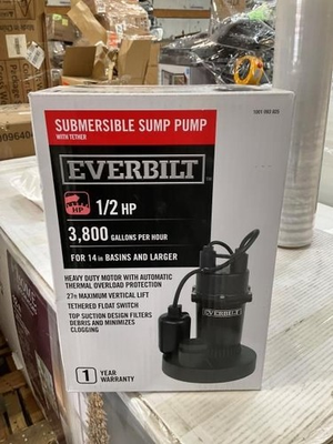 #ad Everbilt 1 2 HP Submersible Aluminum Sump Pump with Vertical Switch HDPS50W Open $85.00